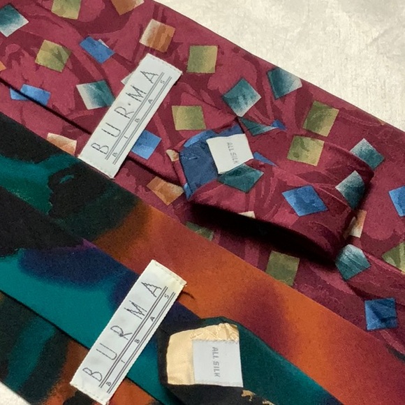 Burma Bibas Vintage 100% silk ties, bundle of 4 - Picture 6 of 10